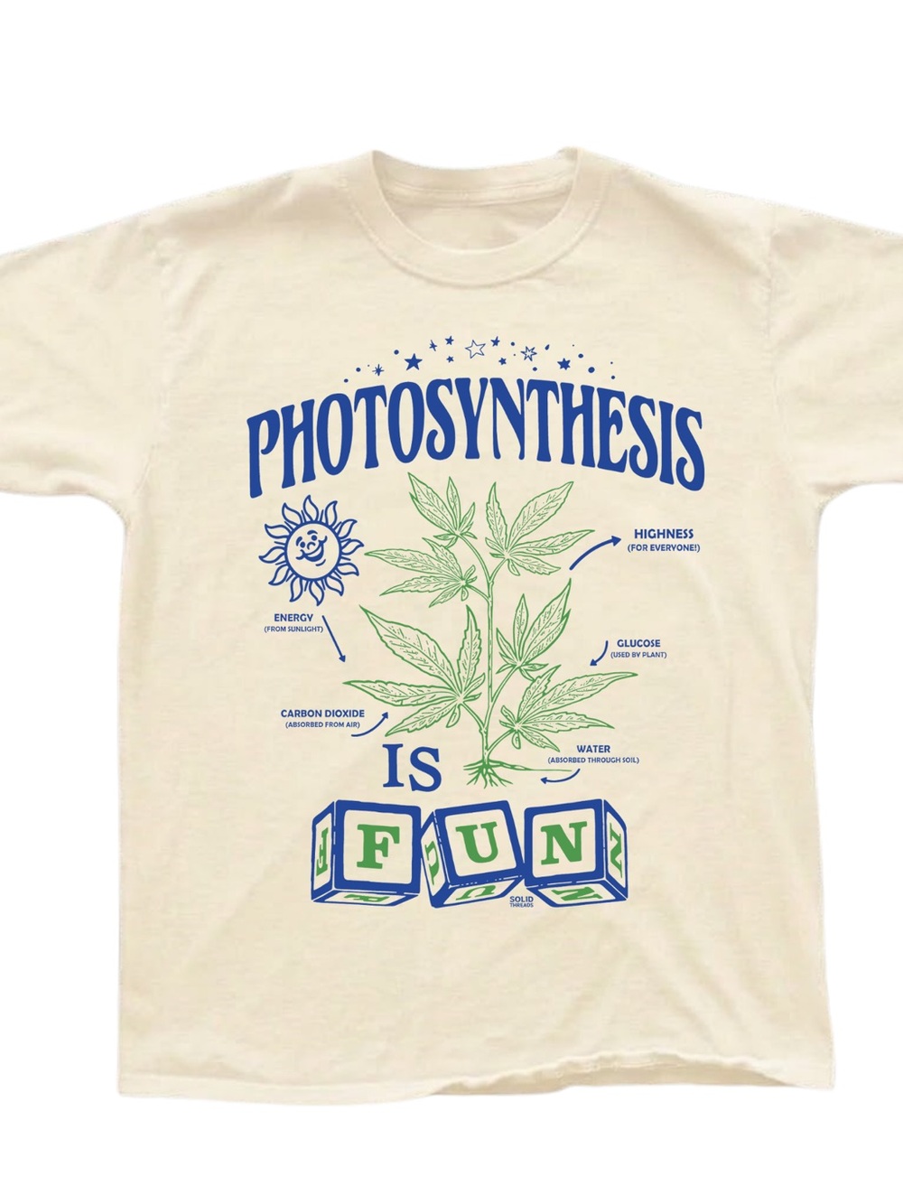 Gildan Cream Short-Sleeve Tee with Blue & Green Photosynthesis Graphic